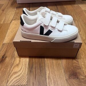 Veja Recife Velcro White and Black Sneakers 7.5